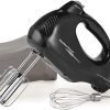 6-Speed Electric Hand Mixer with Snap-On Case, Beaters, Whisk, Black (62692)