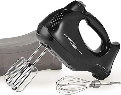 6-Speed Electric Hand Mixer with Snap-On Case, Beaters, Whisk, Black (62692)