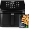 Air Fryer Oven Combo, 5.8QT Large Airfryer that Toast, Bake, 12-IN-1 Customizable Functions, Cookbook and Online Recipes, Nonstick & Detachable Square Basket, Dishwasher-Safe, Black