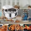 Deep Fryer Pot, 9.4 Inch/3.4 L Janpanese Style Tempura Frying Pot with Lid, 304 Stainless Steel with Temperature Control and Oil Drip Drainer Rack, for Kitchen French Fries, Chicken etc