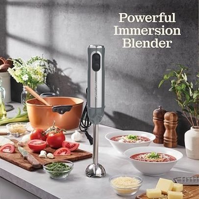 Powerful Immersion Blender, Electric Hand Blender 500 Watt with Turbo Mode, 304 Stainless Steel Blades