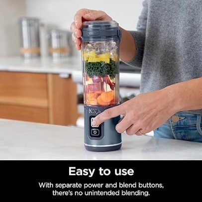Portable Blender, Cordless, 18oz. Vessel, Personal Blender-for Shakes & Smoothies, BPA Free, Leakproof-Lid & Sip Spout, USB-C Rechargeable, Dishwasher Safe Parts, Denim Blue