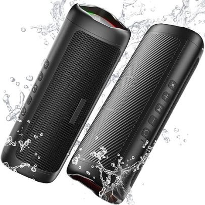 Bluetooth Speaker with HD Sound, Portable Wireless, IPX5 Waterproof, Up to 24H Playtime, TWS Pairing, BT5.3, for Home/Party/Outdoor/Beach, Electronic Gadgets, Birthday Gift (Black)