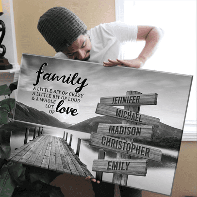 River Pier A Little Whole Lot of Love Multi-Names Premium Canvas