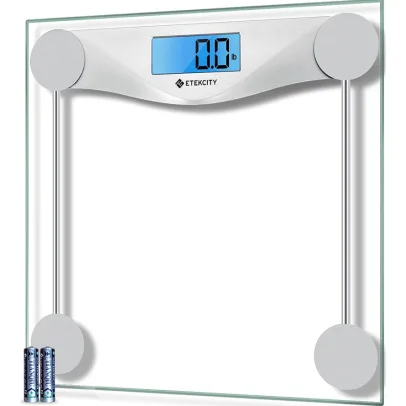 Etekcity Bathroom Scale for Body Weight, Digital Weighing Machine for People, Accurate & Large LCD Backlight Display, 6mm Tempered Glass, 400 lbs