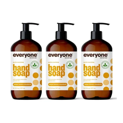 Everyone Liquid Hand Soap, 12.75 Ounce (Pack of 3), Meyer Lemon and Mandarin, Plant-Based Cleanser with Pure Essential Oils