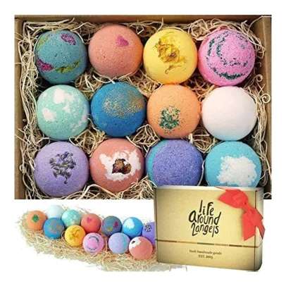 LifeAround2Angels Bath Bombs Gift Set 12 USA made Fizzies, Shea & Coco Butter Dry Skin Moisturize, Perfect for Bubble & Spa Bath. Handmade Birthday Mothers day Gifts idea For Her/Him, wife, gi