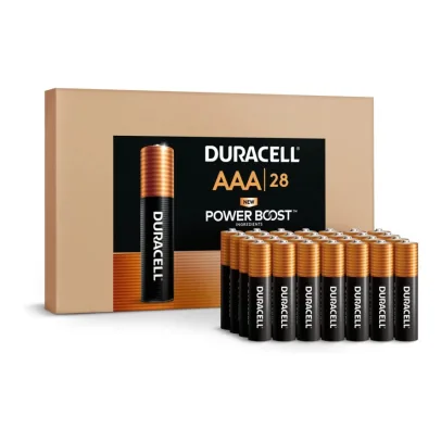 Duracell Coppertop AAA Batteries, 28 Count Pack Triple A Battery with Power Boost Ingredients, Long-lasting Power Alkaline AAA Battery for Household and Office Devices (Ecommerce Packaging)