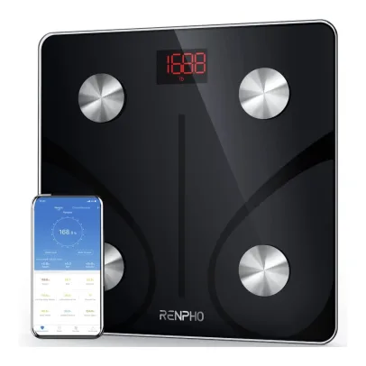 RENPHO Smart Scale for Body Weight, Digital Bathroom Scale BMI Weighing Bluetooth Body Fat Scale, Body Composition Monitor Health Analyzer with Smartphone App, 400 lbsBlack Elis 1