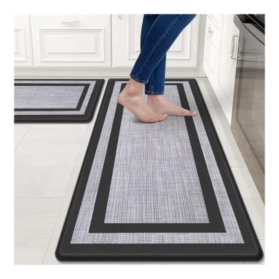 Mattitude Kitchen Mat [2 PCS] Cushioned Anti-Fatigue Kitchen Rugs Non-Skid Waterproof Kitchen Mats and Rugs Ergonomic Comfort Standing Mat for Kitchen, Floor, Office, Sink, Laundry, Black and Gray