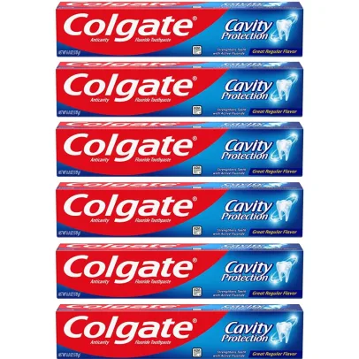Colgate Cavity Protection Toothpaste with Fluoride, Great Regular Flavor, 6 Ounce (Pack of 6)
