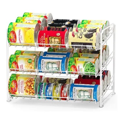 SimpleHouseware Stackable Can Rack Organizer, White