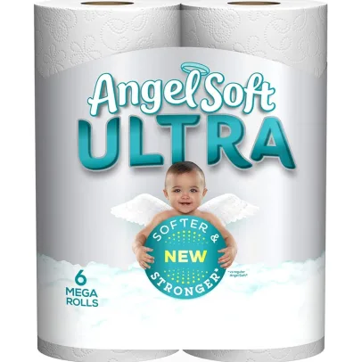 Angel Soft® Ultra Toilet Paper, 6 Mega Rolls, 2-Ply Bath Tissue