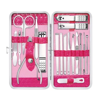 Nail Clippers Set 18 Pieces Stainless Steel Manicure Kit, Professional Grooming Kits, Nail Care Tools with Luxurious Travel Case