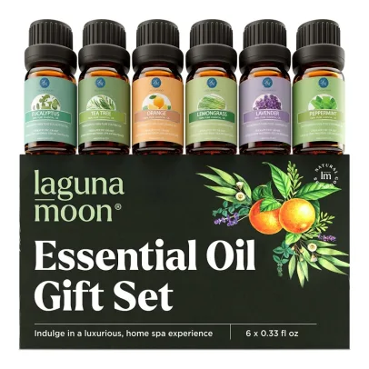 Essential Oils SetTop 6 Organic Blends for Diffusers, Home Care, Candle Making, Fragrance, Aromatherapy, Humidifiers, GiftsPeppermint, Tea Tree, Lavender, Eucalyptus, Lemongrass, Orange (10mL)