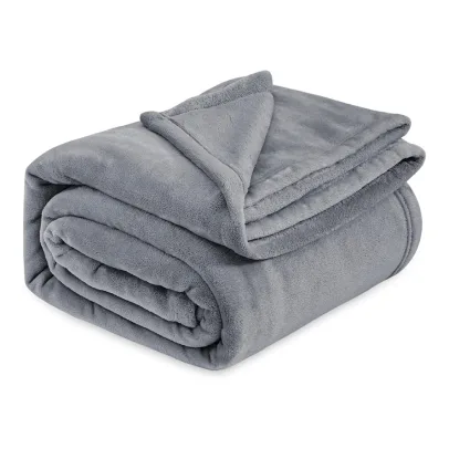 Bedsure Fleece Bed Blankets Queen Size GreySoft Lightweight Plush Fuzzy Cozy Luxury Blanket Microfiber, 90x90 inches