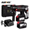 🔥today only sale 🔥NANWEI Rechargeable Brushless Cordless Rotary Hammer Drill Electric Hammer Impact Drill 3 in 1 FUNCTION Multifunctional Steel Concrete Wood