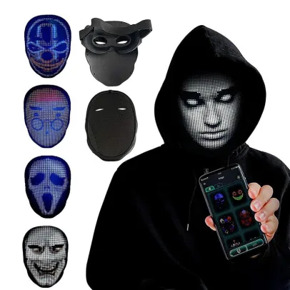 🔥Today Only Sale🔥Depointer Life Led Mask with Rechargeable Bluetooth-compatible App Controlled, Customizable Shining Mask, Lighted Face Transforming Mask, unisex-Adult
